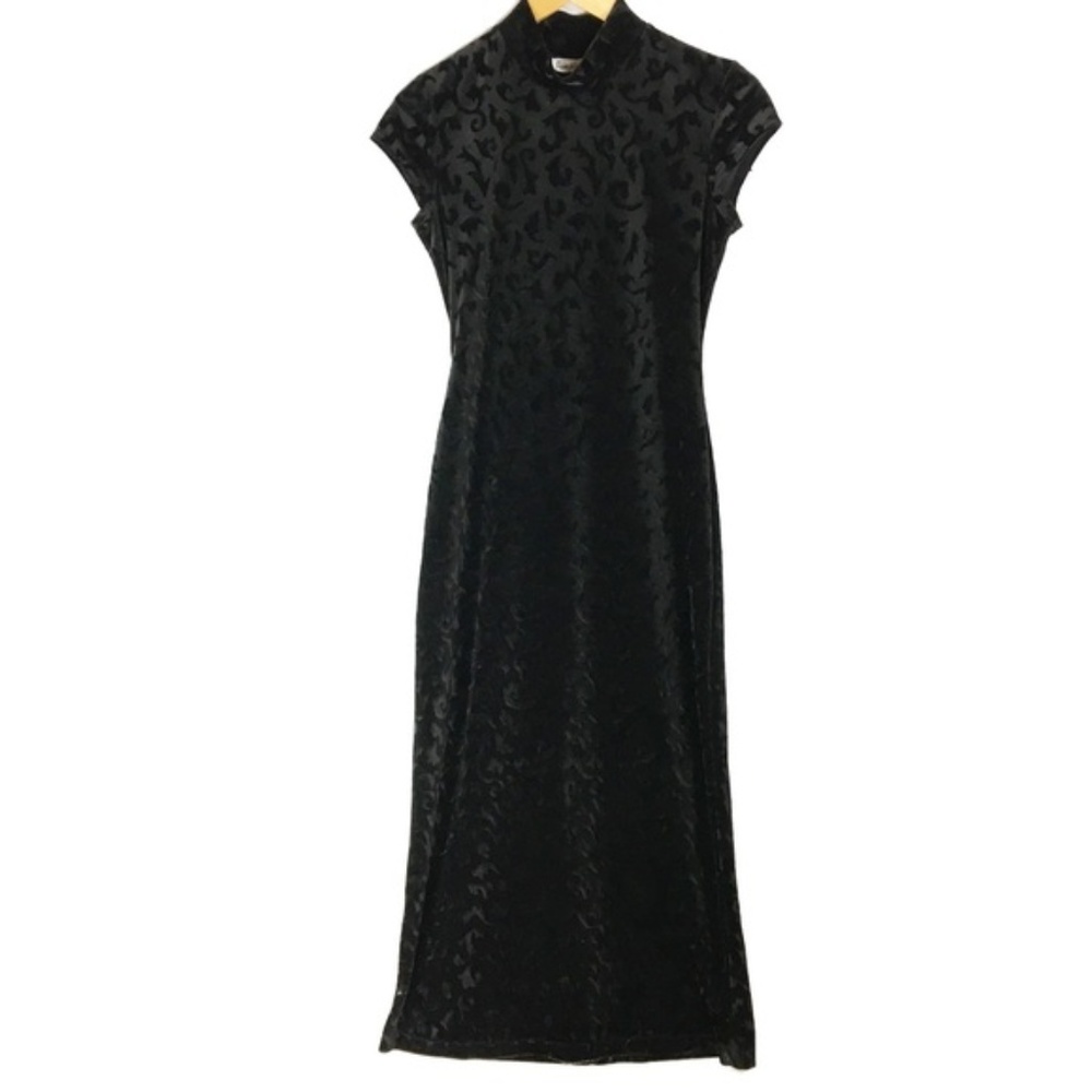 Jumping Joy black velvet long evening gown dress